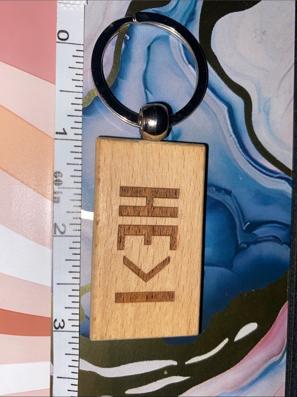Wooden Keychain Tag with Laser Engraved Text